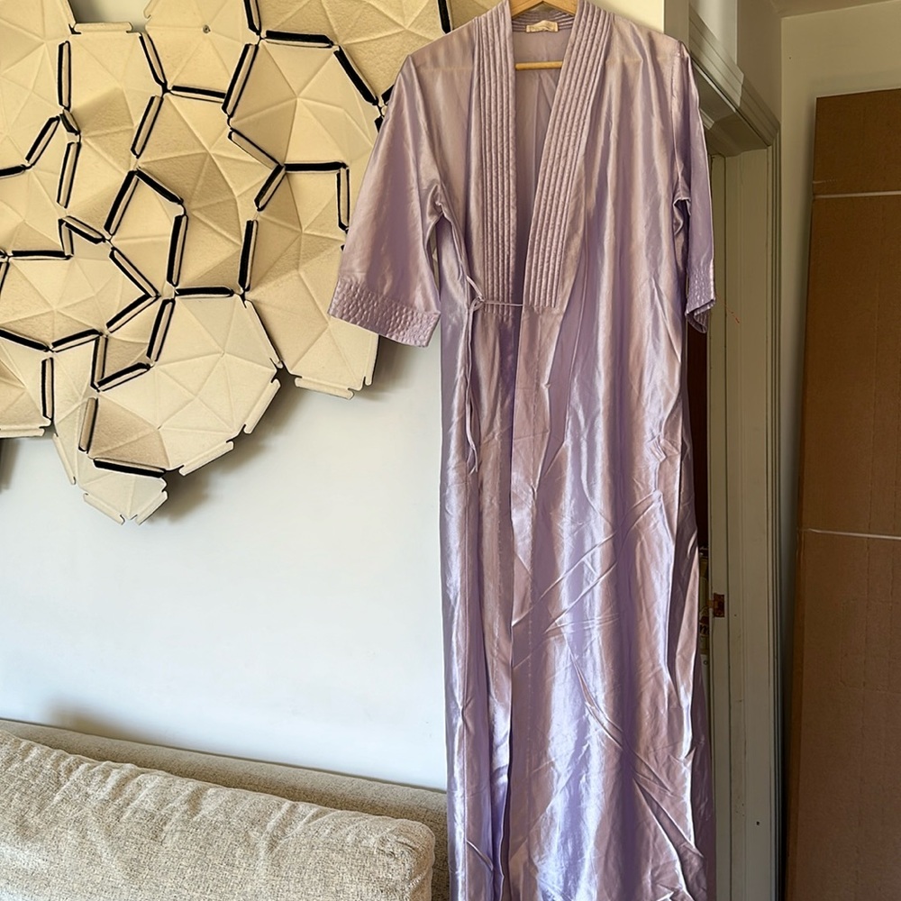 Vintage purple long house dress cottage ore duster size large granny core